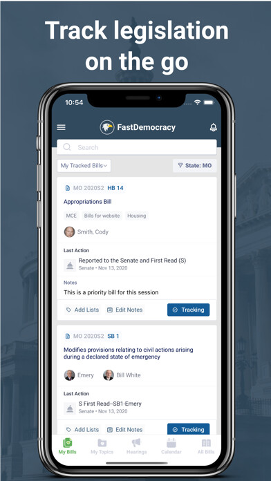 Emulate iPhone app FastDemocracy - Bill Tracker using MyAndroid Emulate iPhone app FastDemocracy - Bill Tracker using MyAndroid