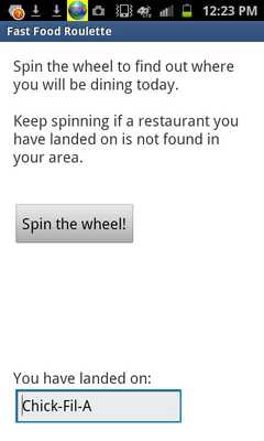 Emulate Android APK Fast Food Roulette