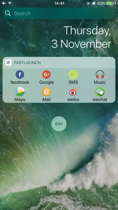 Emulate iPhone app fastLauncher - free launch today widget using MyAndroid