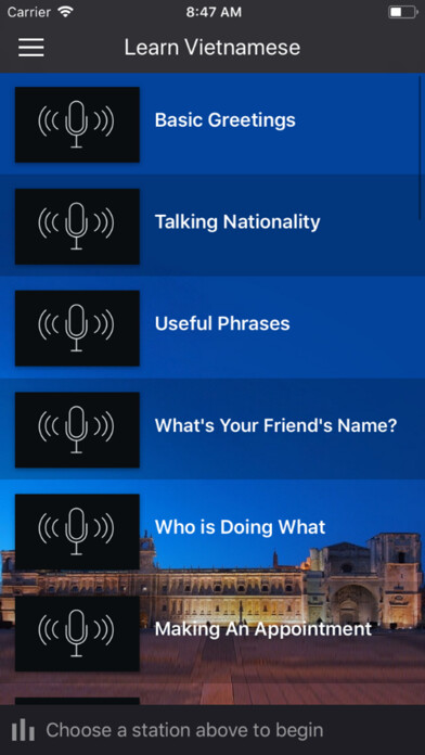 Emulate iPhone app Fast - Learn Vietnamese using MyAndroid