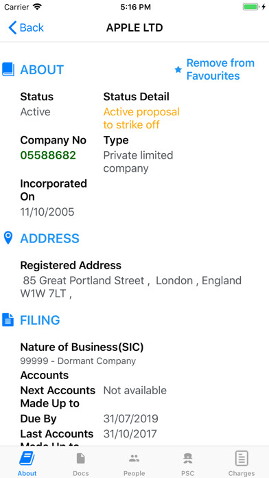 Emulate iPhone app Fast UK Company Search using MyAndroid