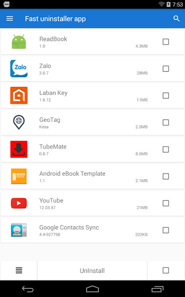 Run android online APK Fast uninstaller app from MyAndroid or emulate Fast uninstaller app using MyAndroid