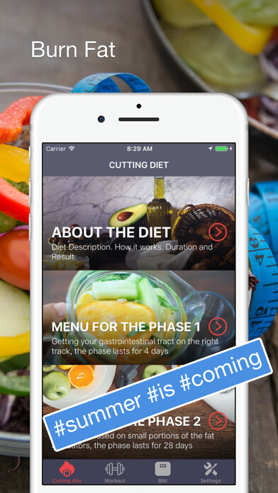 Emulate iPhone app Fat Burning Cutting Diet & Workout For Lose Weight using MyAndroid