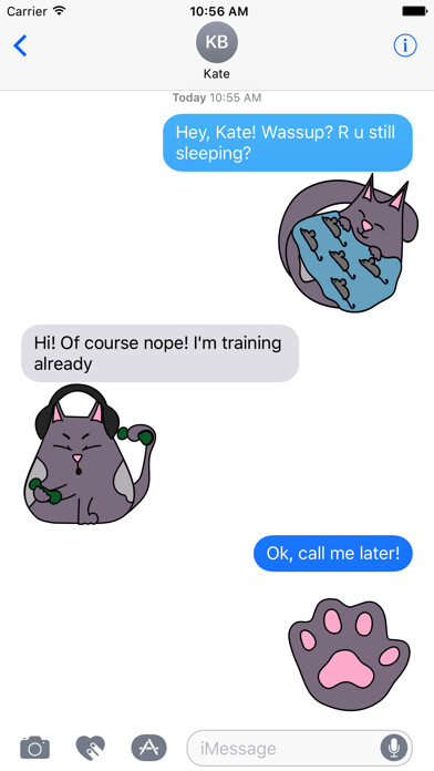 Emulate iPhone app Fat cat Smoky - stickers with cats for iMessage. using MyAndroid