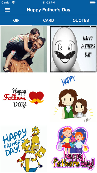 Emulate iPhone app Fathers Day Cards - Greetings using MyAndroid