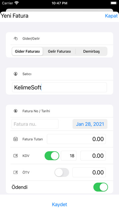 Emulate iPhone app Fatura Takip - Cari Hesap using MyAndroid Emulate iPhone app Fatura Takip - Cari Hesap using MyAndroid