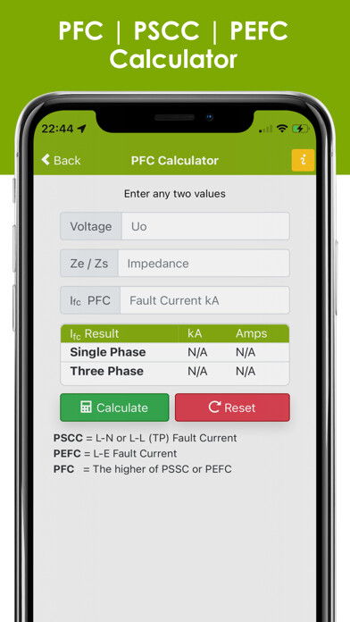 Emulate iPhone app Fault Current Calculator using MyAndroid