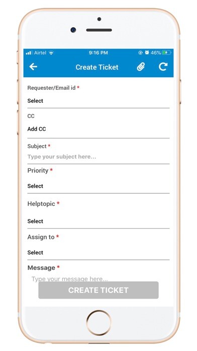Emulate iPhone app Faveo Helpdesk using MyAndroid