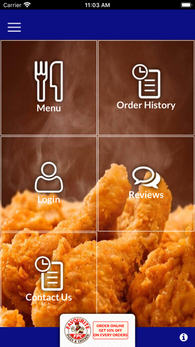 Emulate iPhone app FAVOURITE PIZZA & CHICKEN using MyAndroid