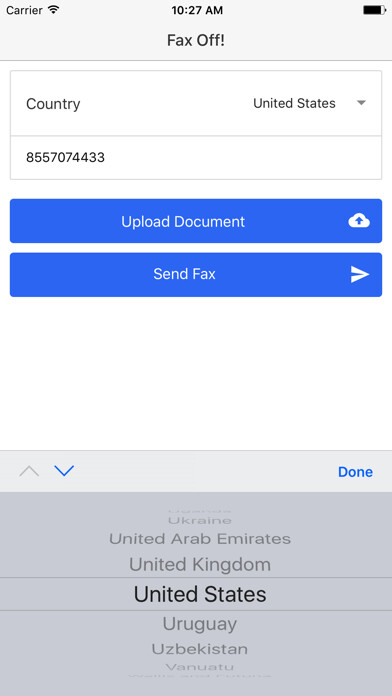 Emulate iPhone app Fax Off! using MyAndroid