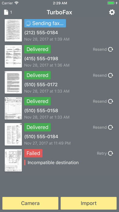 Emulate iPhone app Fax with TurboFax using MyAndroid