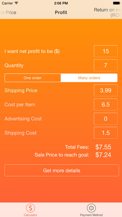 Emulate iPhone app Fee Calculator for Etsy Sellers using MyAndroid