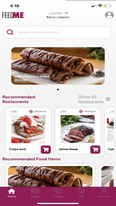 Emulate iPhone app FeedMe_app using MyAndroid