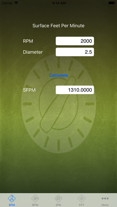 Emulate iPhone app Feed Rate Calculator Lite using MyAndroid Emulate iPhone app Feed Rate Calculator Lite using MyAndroid