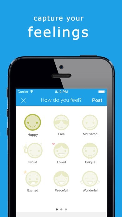 Emulate iPhone app Feelic - Mood Tracker, Share, Text & Chat with Friends using MyAndroid
