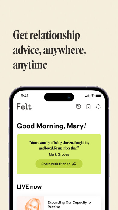Emulate iPhone app Felt: Relationship Advice using MyAndroid Emulate iPhone app Felt: Relationship Advice using MyAndroid