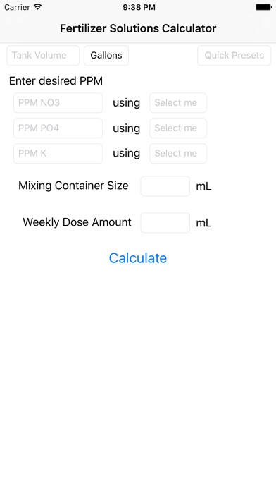 Emulate iPhone app FertCalc - Aquarium Fertilizer Solution Calculator Macro Solutions in PPM using MyAndroid