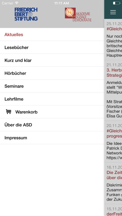Emulate iPhone app FES Soziale Demokratie using MyAndroid