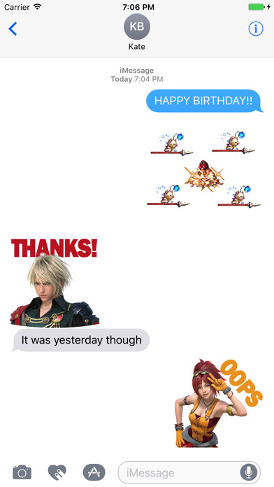 Emulate iPhone app FFBE Stickers using MyAndroid