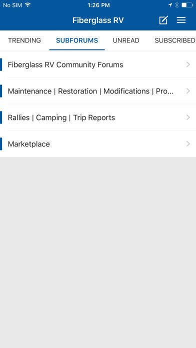 Emulate iPhone app Fiberglass RV Owners Community using MyAndroid