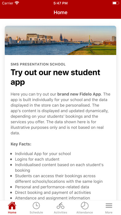 Emulate iPhone app Fidelo School Student App using MyAndroid