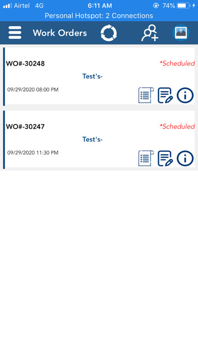 Emulate iPhone app Field Service Facilitec West using MyAndroid
