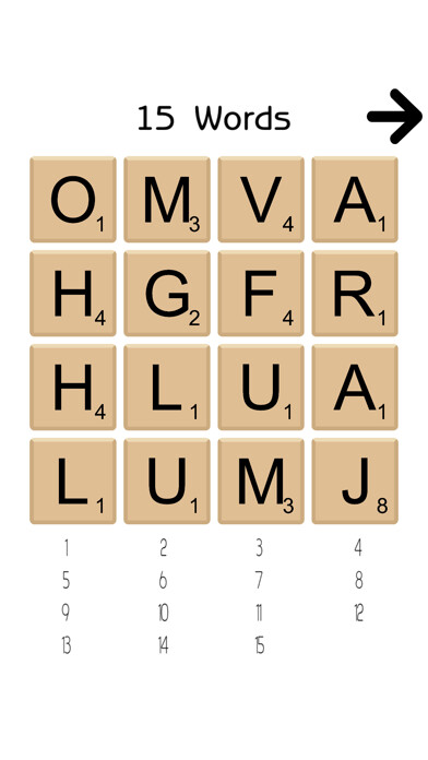 Emulate iPhone app Fifteen Words Unlimited Clues using MyAndroid