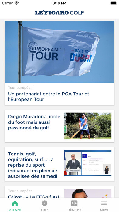 Emulate iPhone app Figaro Golf : Actualités Golf using MyAndroid