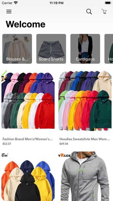 Emulate iPhone app Figure Clothing Shop Online AL using MyAndroid