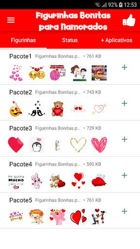 Run android online APK Figurinhas Bonitas para Namorados from MyAndroid or emulate Figurinhas Bonitas para Namorados using MyAndroid