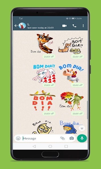 Run android online APK Figurinhas de Bom dia Whastapp from MyAndroid or emulate Figurinhas de Bom dia Whastapp using MyAndroid