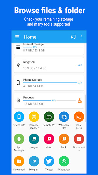 Run android online APK File Manager: Es File Explorer from MyAndroid or emulate File Manager: Es File Explorer using MyAndroid