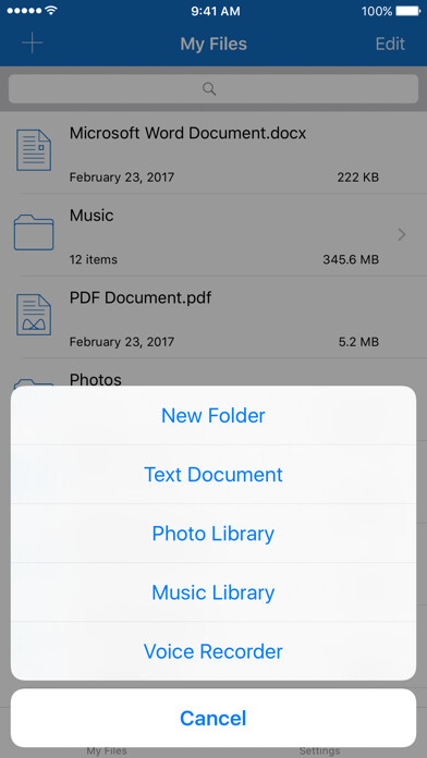 Emulate iPhone app File Manager for iPhone using MyAndroid