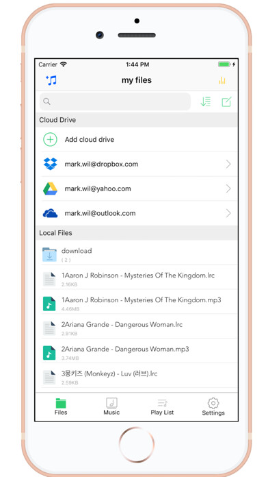 Emulate iPhone app File Manager & Music player using MyAndroid