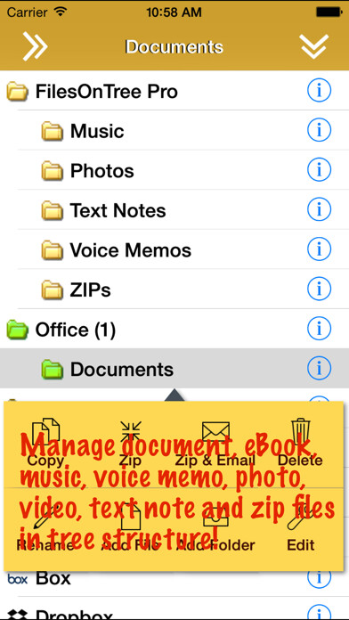 Emulate iPhone app FilesOnTree Lite - Tree File Explorer using MyAndroid