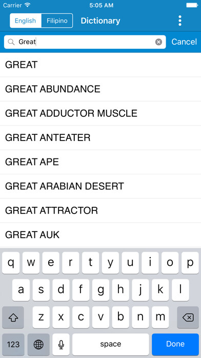 Emulate iPhone app Filipino to English,English to Filipino Dictionary using MyAndroid