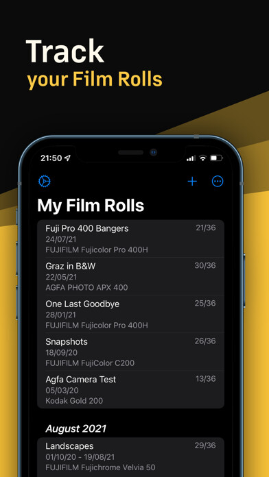 Emulate iPhone app Film Logbook using MyAndroid