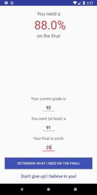 Emulate Android APK Finals Calculator