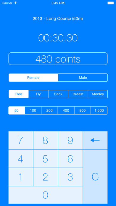 Emulate iPhone app FINA Points using MyAndroid