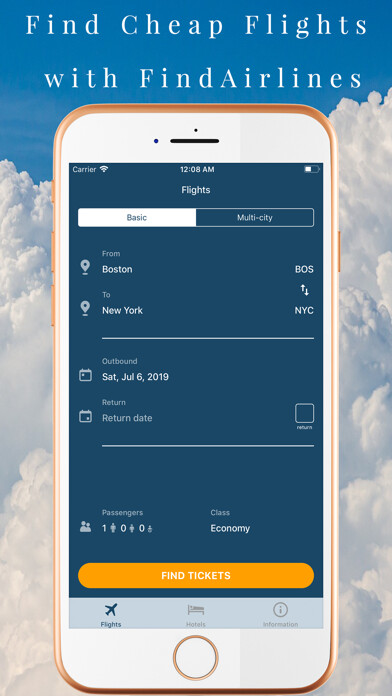 Emulate iPhone app FindAirlines Flight,Hotels,Car using MyAndroid