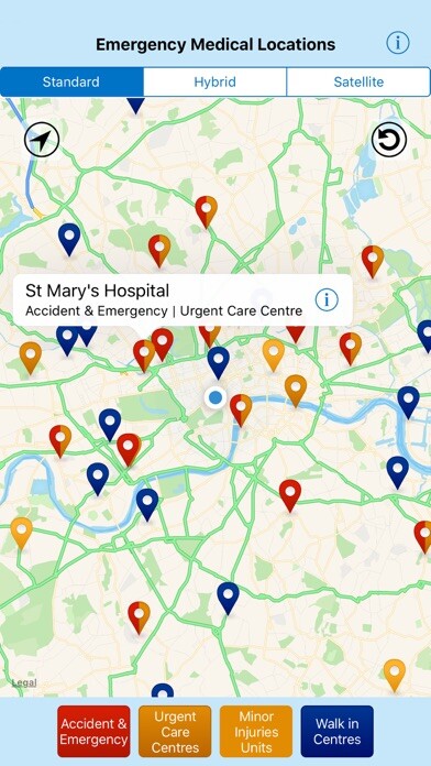 Emulate iPhone app Find Emergency Medical Help UK using MyAndroid