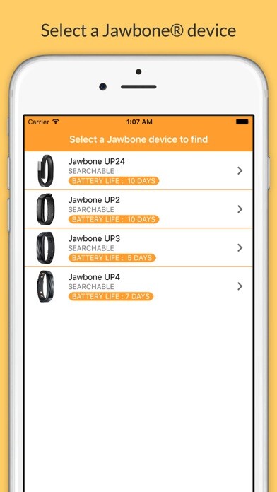 Emulate iPhone app Finder for Jawbone - find your lost UP24, UP2, UP3 and UP4 using MyAndroid