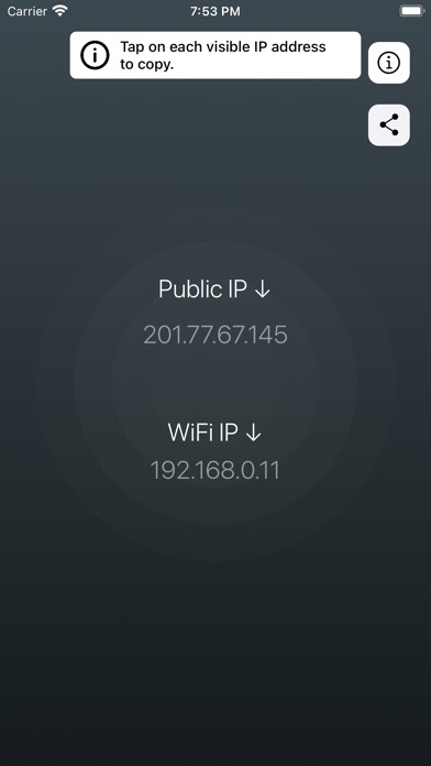 Emulate iPhone app Find IP • Public & WiFi using MyAndroid