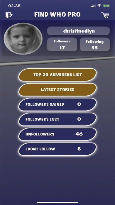 Emulate iPhone app FindWhoPro Stats For Instagram using MyAndroid