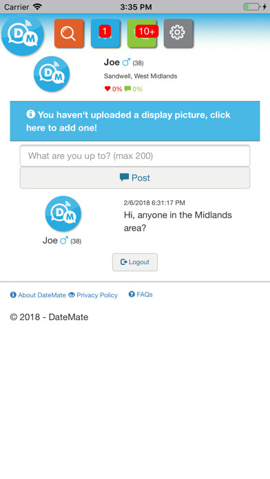 Emulate iPhone app Find Your DateMate using MyAndroid