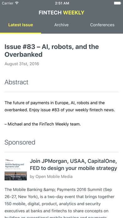 Emulate iPhone app FinTech Weekly using MyAndroid Emulate iPhone app FinTech Weekly using MyAndroid