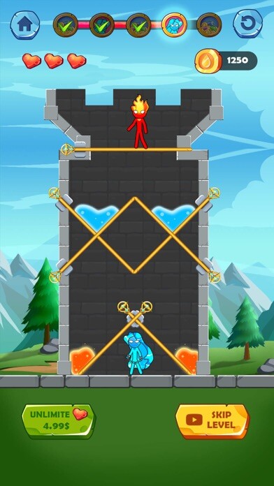 Emulate iPhone app Fire and Water : Hero rescue using MyAndroid