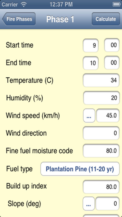 Emulate iPhone app Fire Behaviour Calculator using MyAndroid Emulate iPhone app Fire Behaviour Calculator using MyAndroid