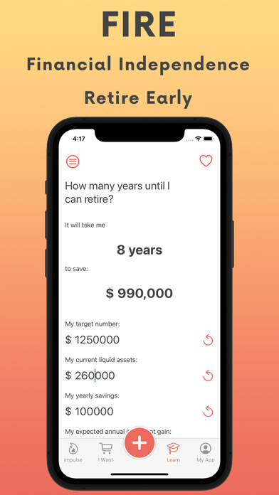 Emulate iPhone app FIRE Financial Independence using MyAndroid