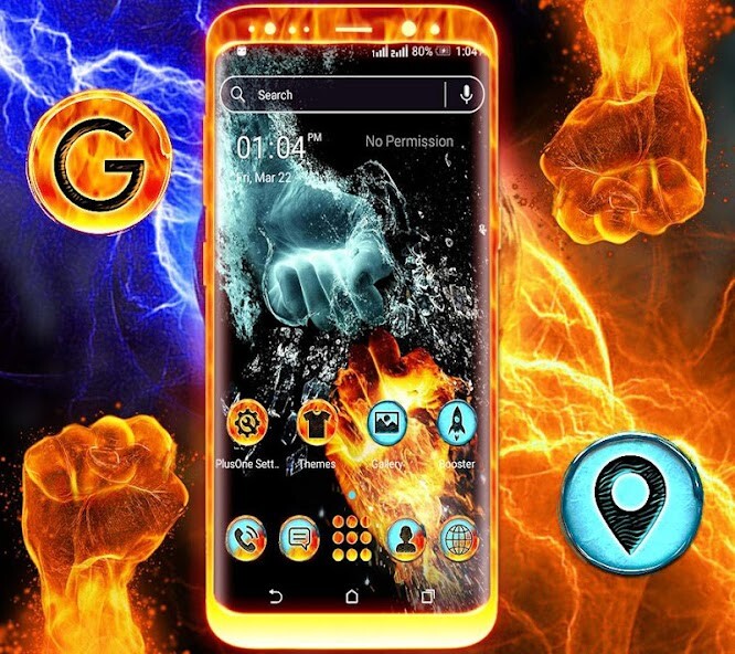 Run android online APK Fire Ice Hand Launcher Theme from MyAndroid or emulate Fire Ice Hand Launcher Theme using MyAndroid